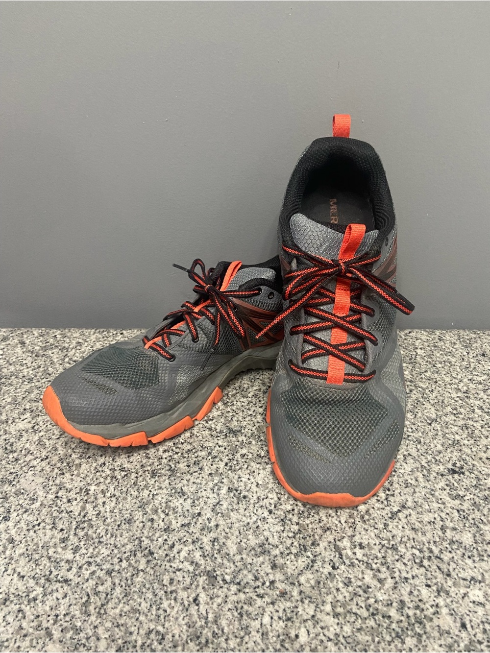 MERRELL MQM Flex Men's 11 Castle Rock Grey Orange Trail Hiking Running Shoes